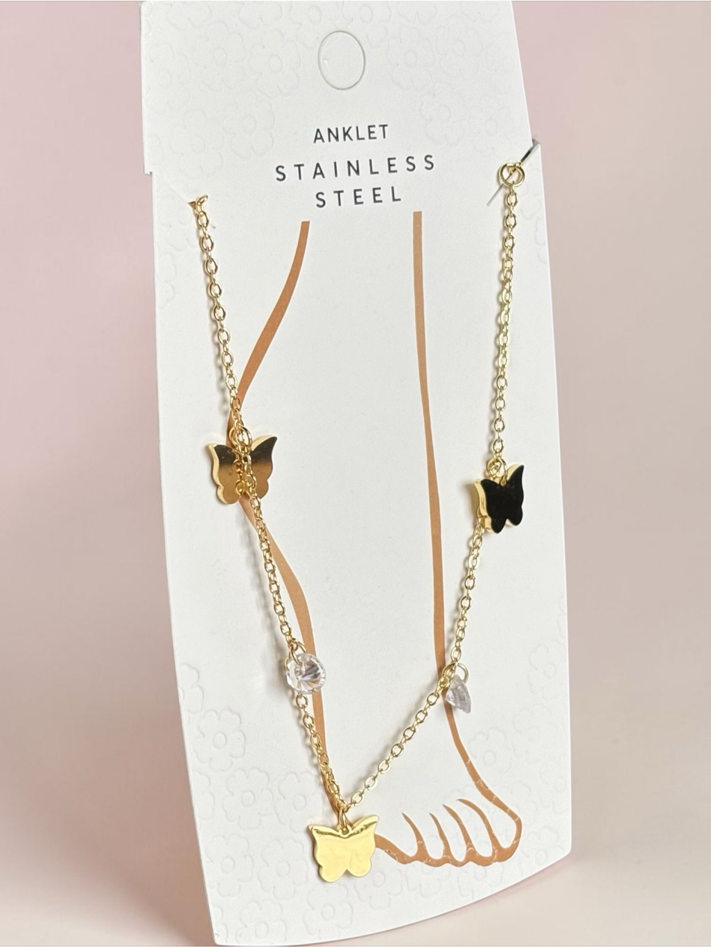 Gold Butterfly Stainless Steel Anklet